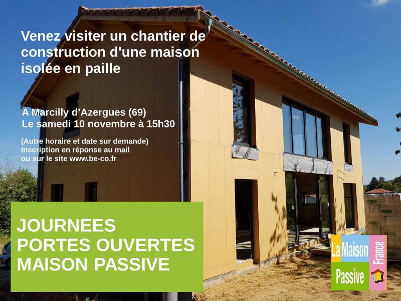 VISITE D'UNE MAISON PASSIVE BOIS PAILLE EN CONSTRUCTION