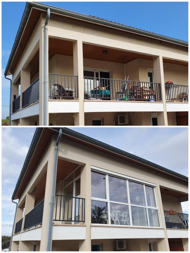 Avant / Après fermeture d'un balcon en logia