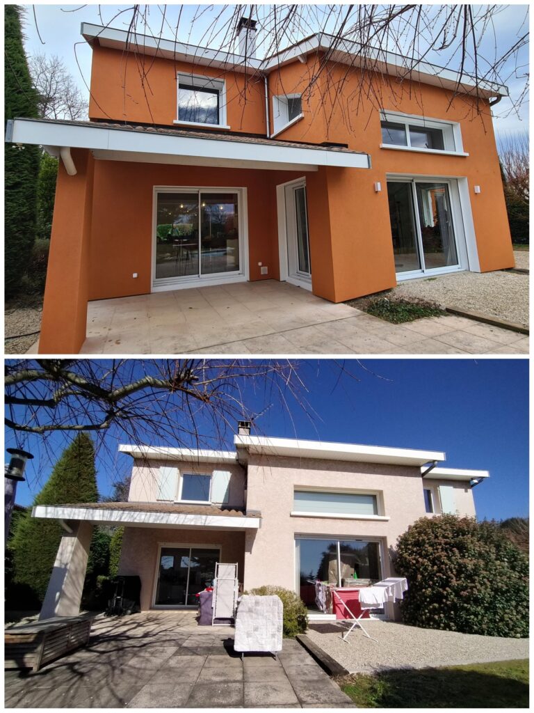 Avant / Après façades compris isolation par l'extérieur et changement des menuiseries / volets