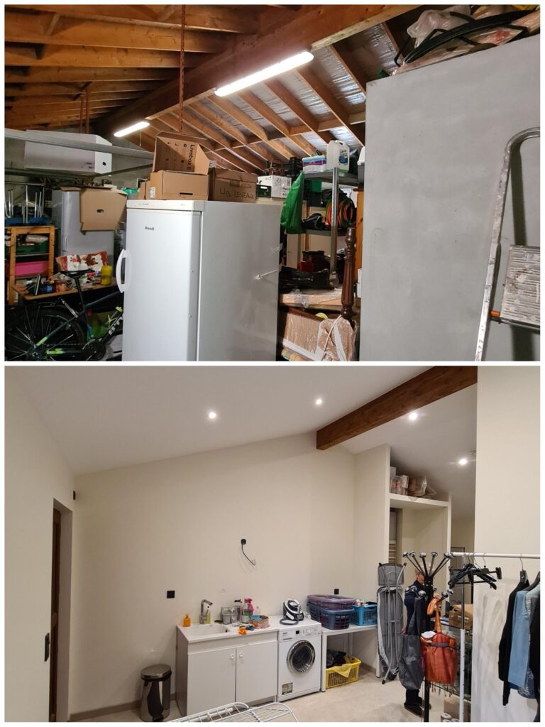 Avant / Après création d'une buanderie dans zone garage